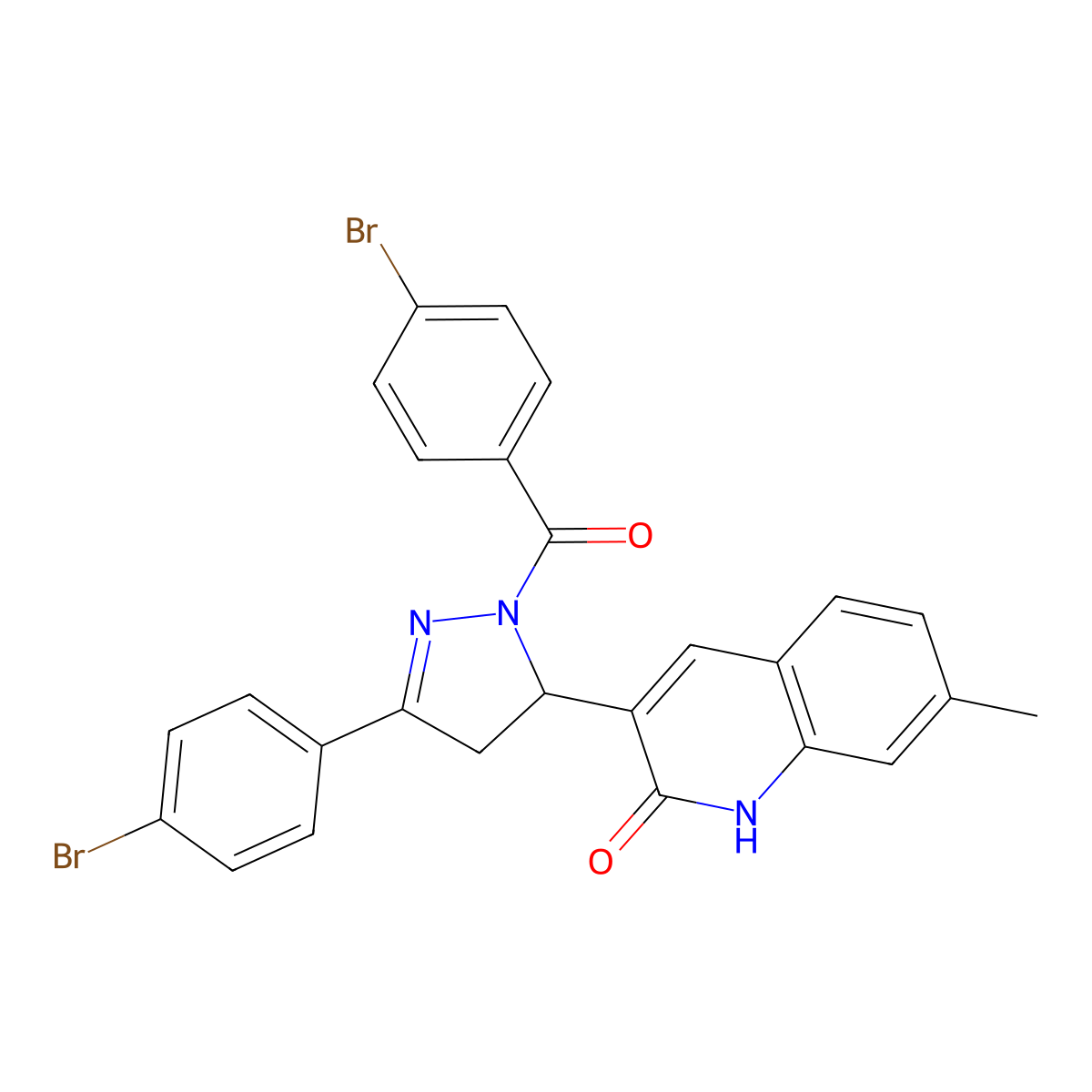 3-(1-(4-bromobenzoyl)-3-(4-bromophenyl)-4,5-dihydro-1H-pyrazol-5-yl)-7-methylquinolin-2(1H)-one molecular structure, CAS 312925-70-5