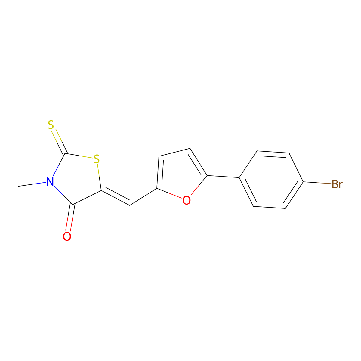 (Z)-5-((5-(4-Bromophenyl)furan-2-yl)methylene)-3-methyl-2-thioxothiazolidin-4-one molecular structure, CAS 312926-36-6