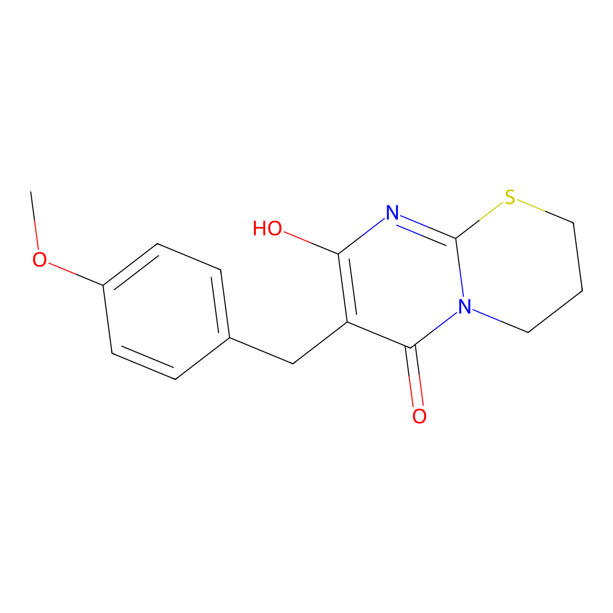 8-hydroxy-7-(4-methoxybenzyl)-3,4-dihydro-2H,6H-pyrimido[2,1-b][1,3]thiazin-6-one molecular structure, CAS 312926-48-0