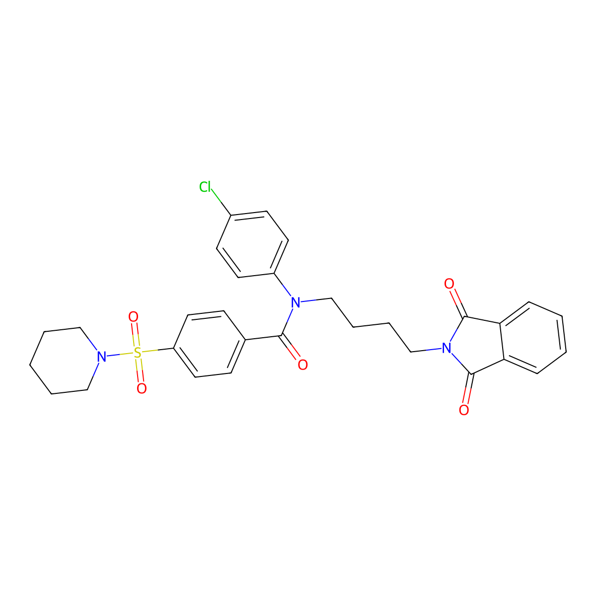 N-(4-chlorophenyl)-N-[4-(1,3-dioxoisoindol-2-yl)butyl]-4-piperidin-1-ylsulfonylbenzamide molecular structure, CAS 312927-11-0