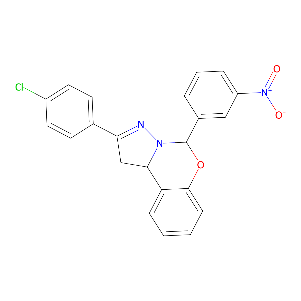 2-(4-chlorophenyl)-5-(3-nitrophenyl)-5,10b-dihydro-1H-pyrazolo[1,5-c][1,3]benzoxazine molecular structure, CAS 312927-79-0