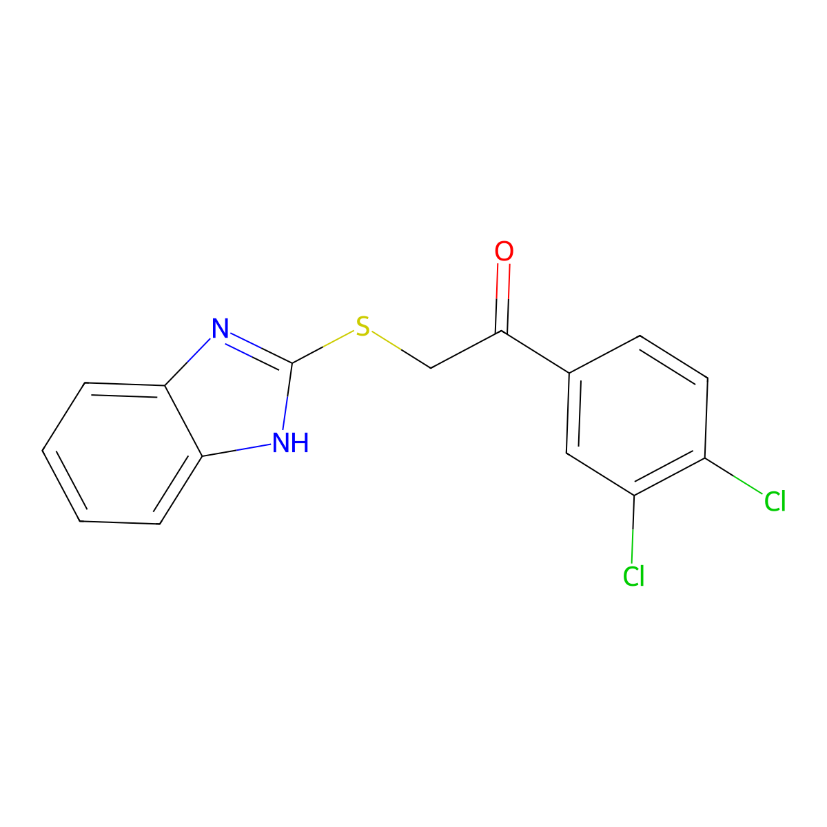 2-(1H-1,3-benzodiazol-2-ylsulfanyl)-1-(3,4-dichlorophenyl)ethan-1-one molecular structure, CAS 312928-86-2