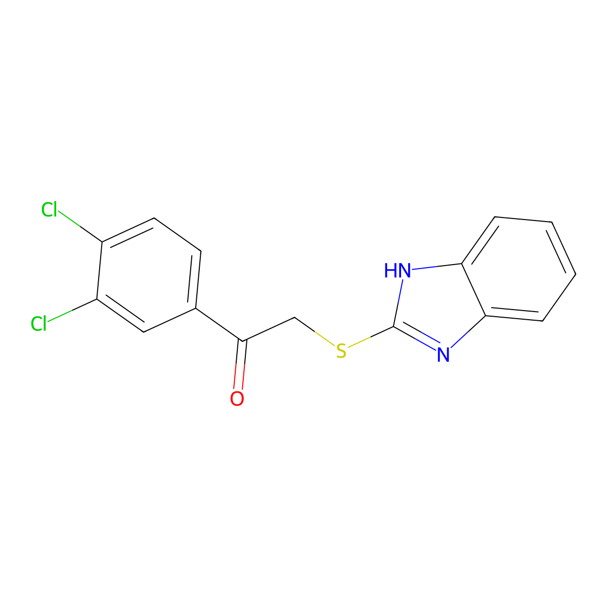 2-(1H-1,3-benzodiazol-2-ylsulfanyl)-1-(3,4-dichlorophenyl)ethan-1-one molecular structure, CAS 312928-86-2