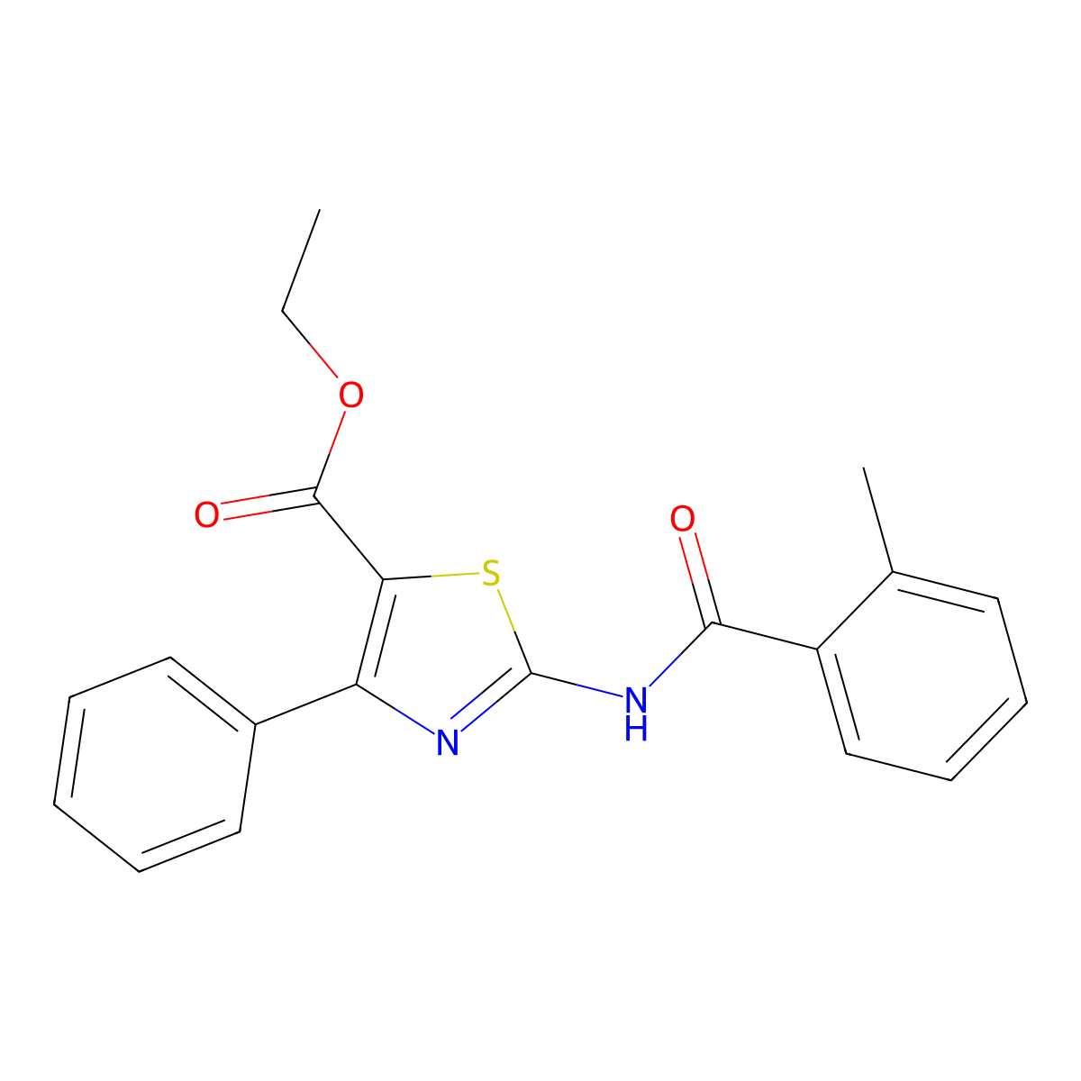 Ethyl 2-(2-methylbenzamido)-4-phenylthiazole-5-carboxylate molecular structure, CAS 312929-37-6