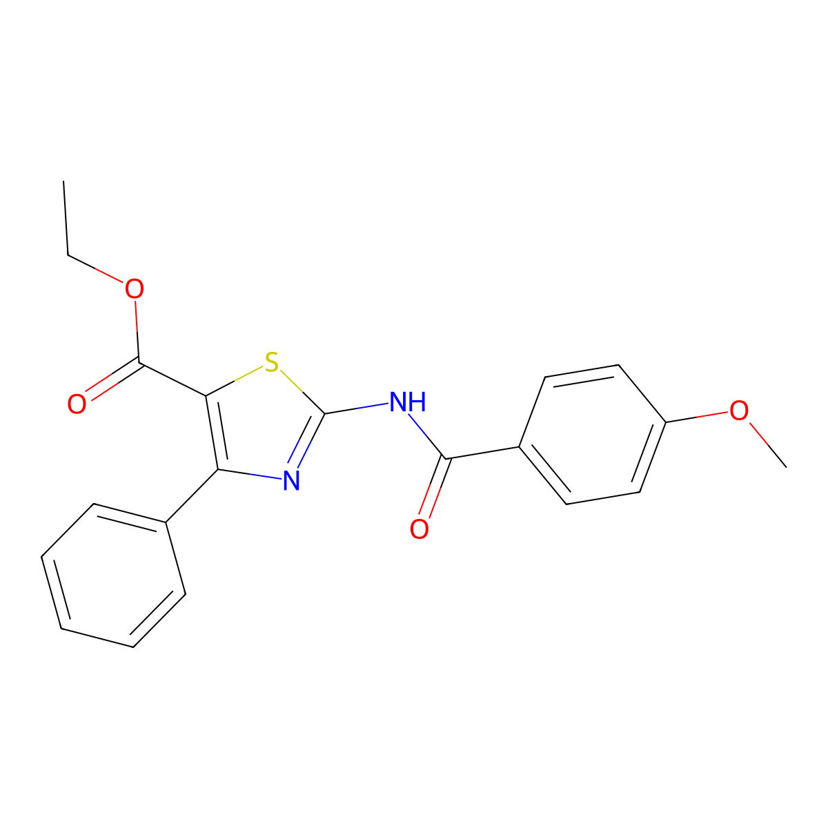 Ethyl 2-(4-methoxybenzamido)-4-phenylthiazole-5-carboxylate molecular structure, CAS 312929-39-8