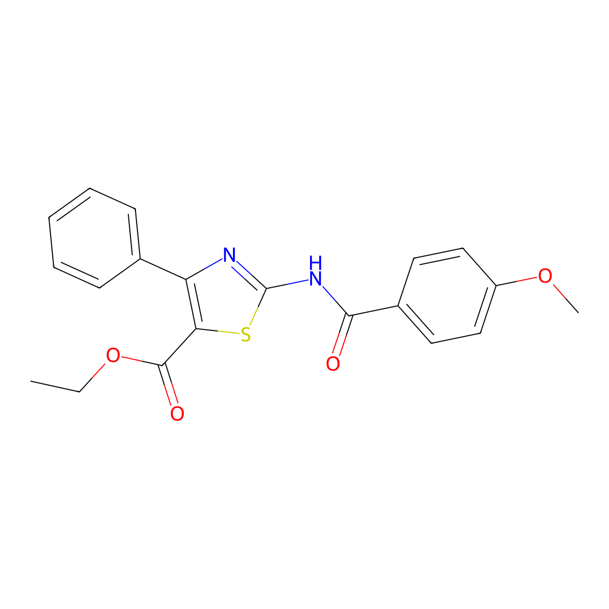 Ethyl 2-(4-methoxybenzamido)-4-phenylthiazole-5-carboxylate molecular structure, CAS 312929-39-8