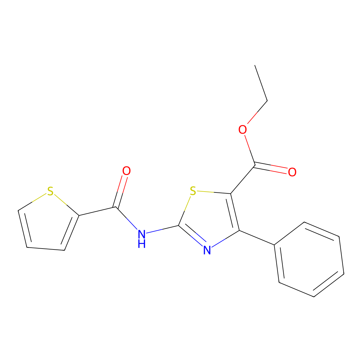 Ethyl 4-phenyl-2-(thiophene-2-carboxamido)thiazole-5-carboxylate molecular structure, CAS 312929-40-1