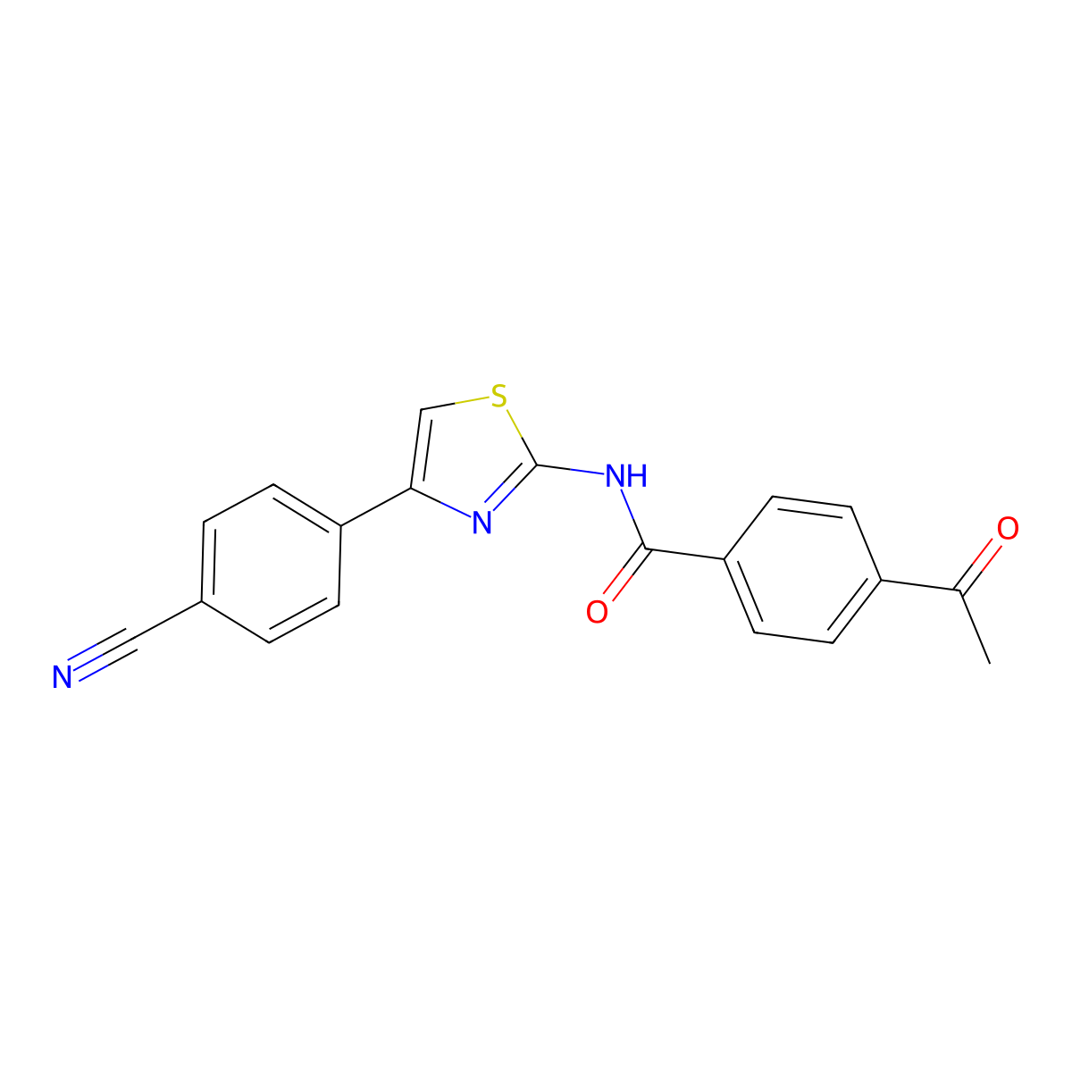 4-acetyl-N-[4-(4-cyanophenyl)-1,3-thiazol-2-yl]benzamide molecular structure, CAS 312929-42-3