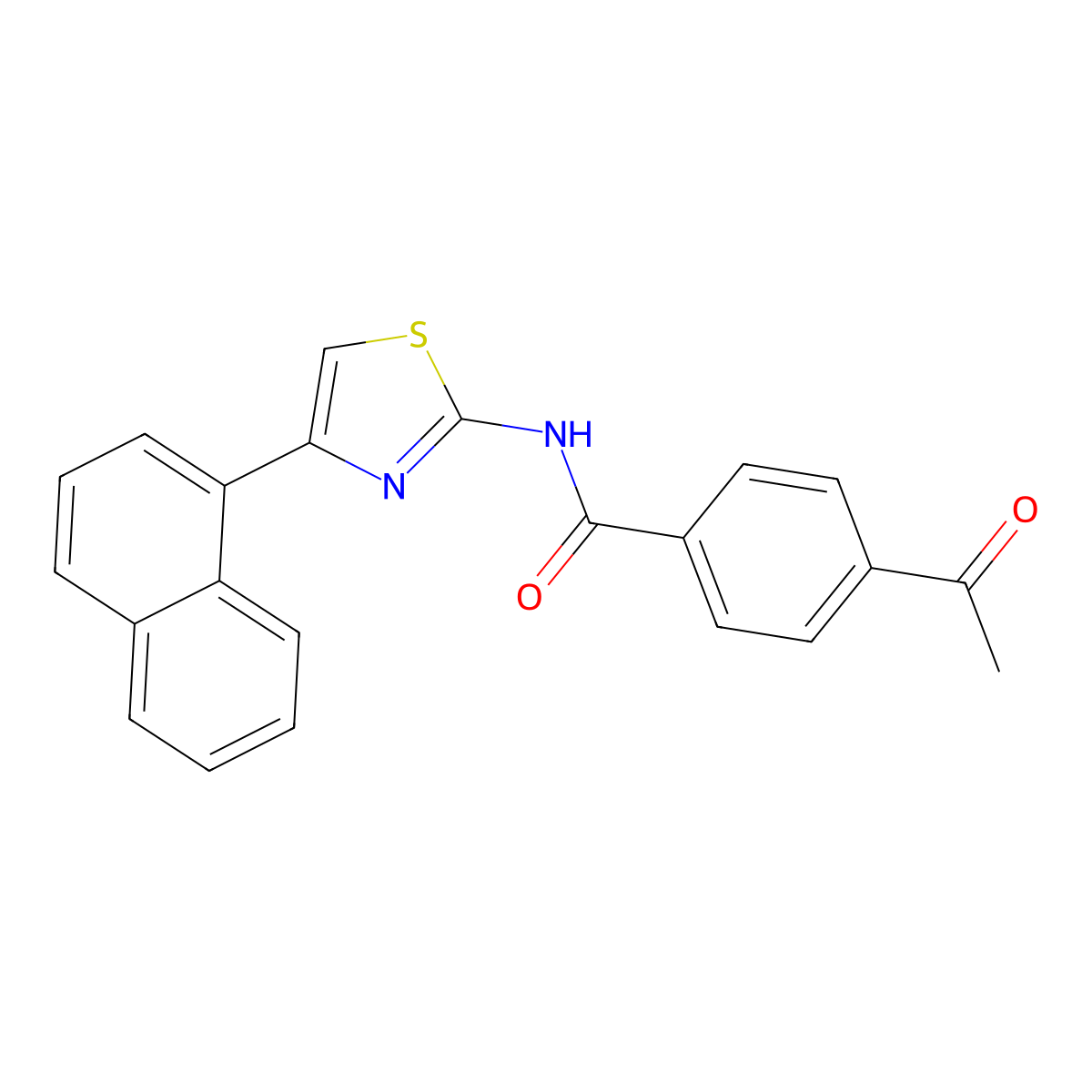 4-acetyl-N-(4-(naphthalen-1-yl)thiazol-2-yl)benzamide molecular structure, CAS 312929-43-4
