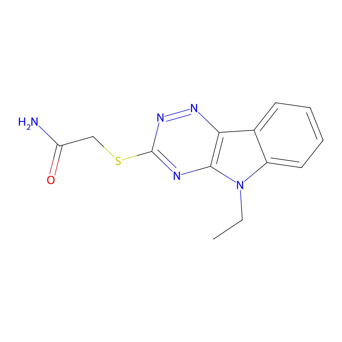 2-[(5-Ethyl-[1,2,4]triazino[5,6-b]indol-3-yl)sulfanyl]acetamide molecular structure, CAS 312929-51-4