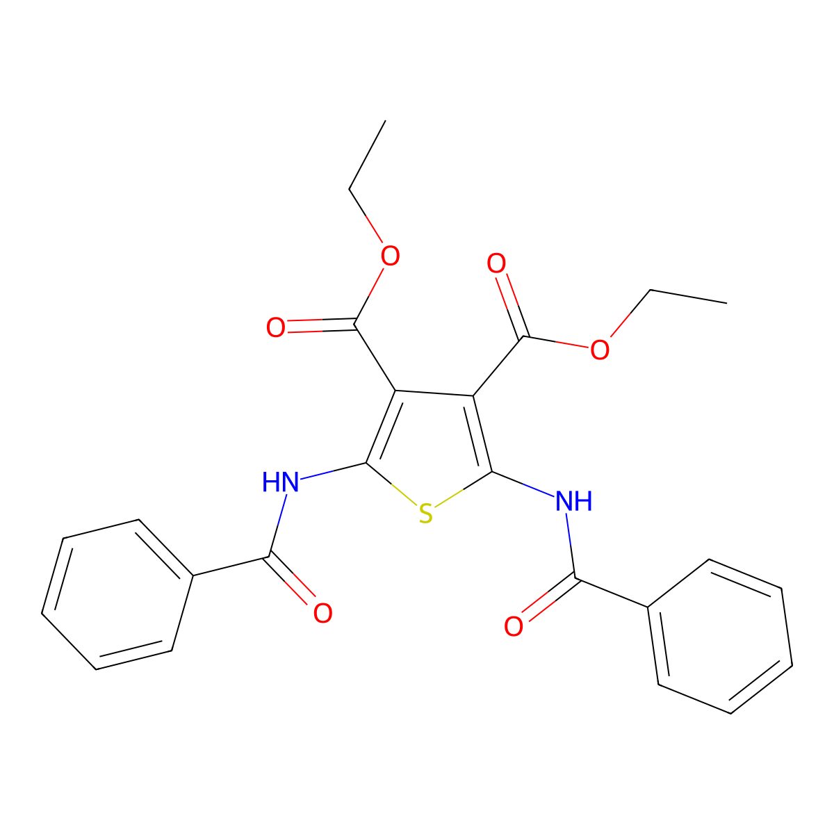 Diethyl 2,5-bis(benzoylamino)-3,4-thiophenedicarboxylate molecular structure, CAS 312929-58-1