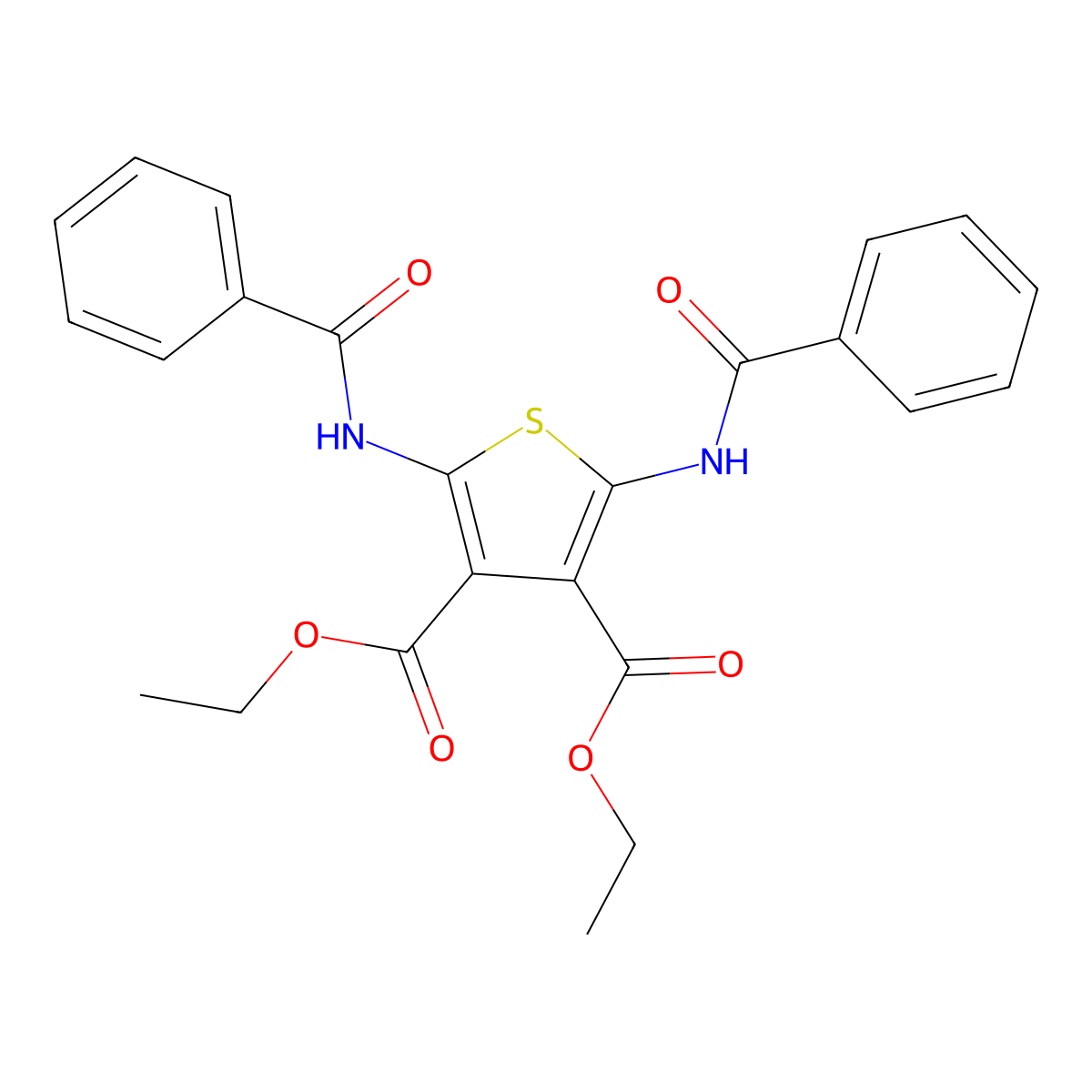 Diethyl 2,5-bis(benzoylamino)-3,4-thiophenedicarboxylate molecular structure, CAS 312929-58-1
