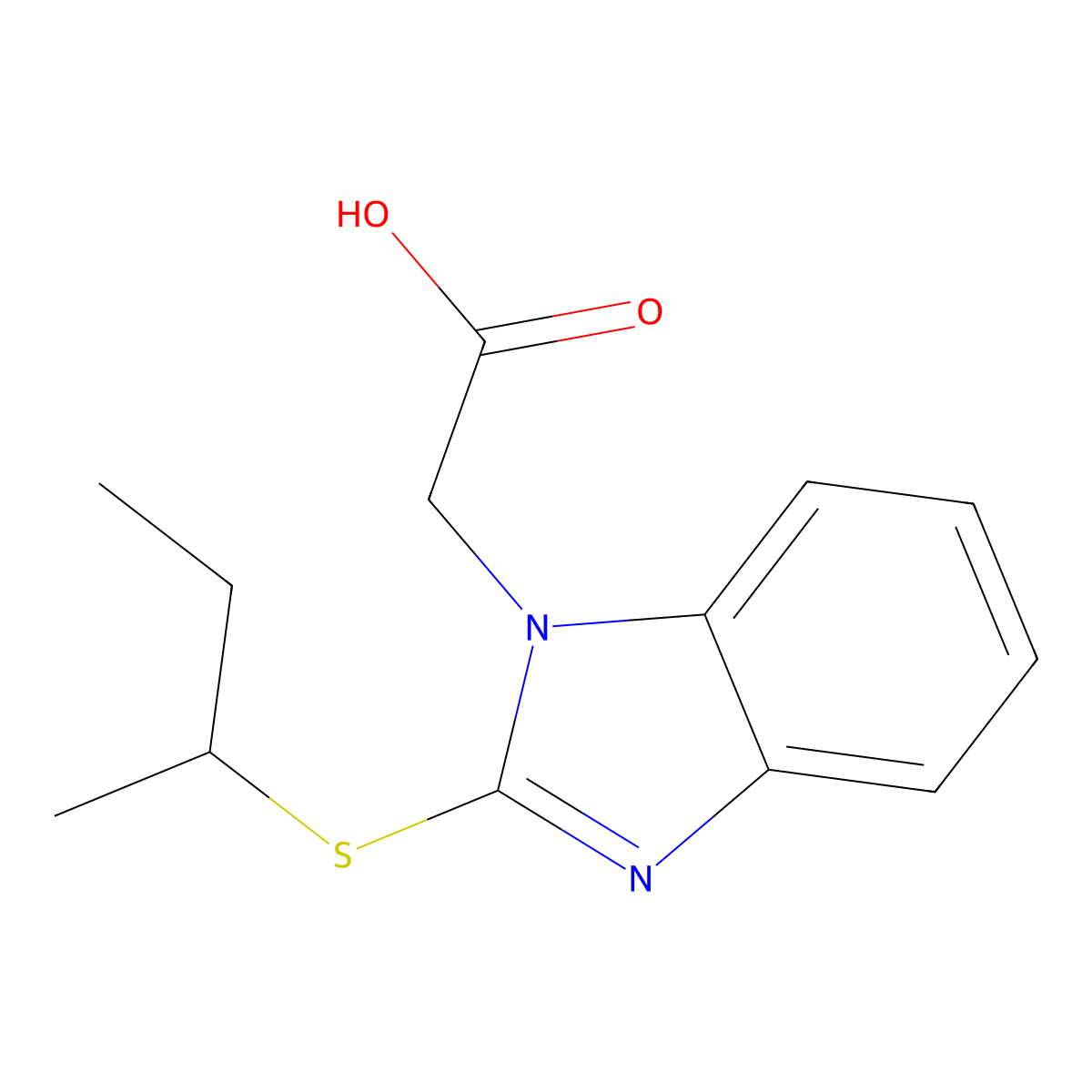 (2-sec-Butylsulfanyl-benzoimidazol-1-yl)-acetic acid molecular structure, CAS 312929-76-3
