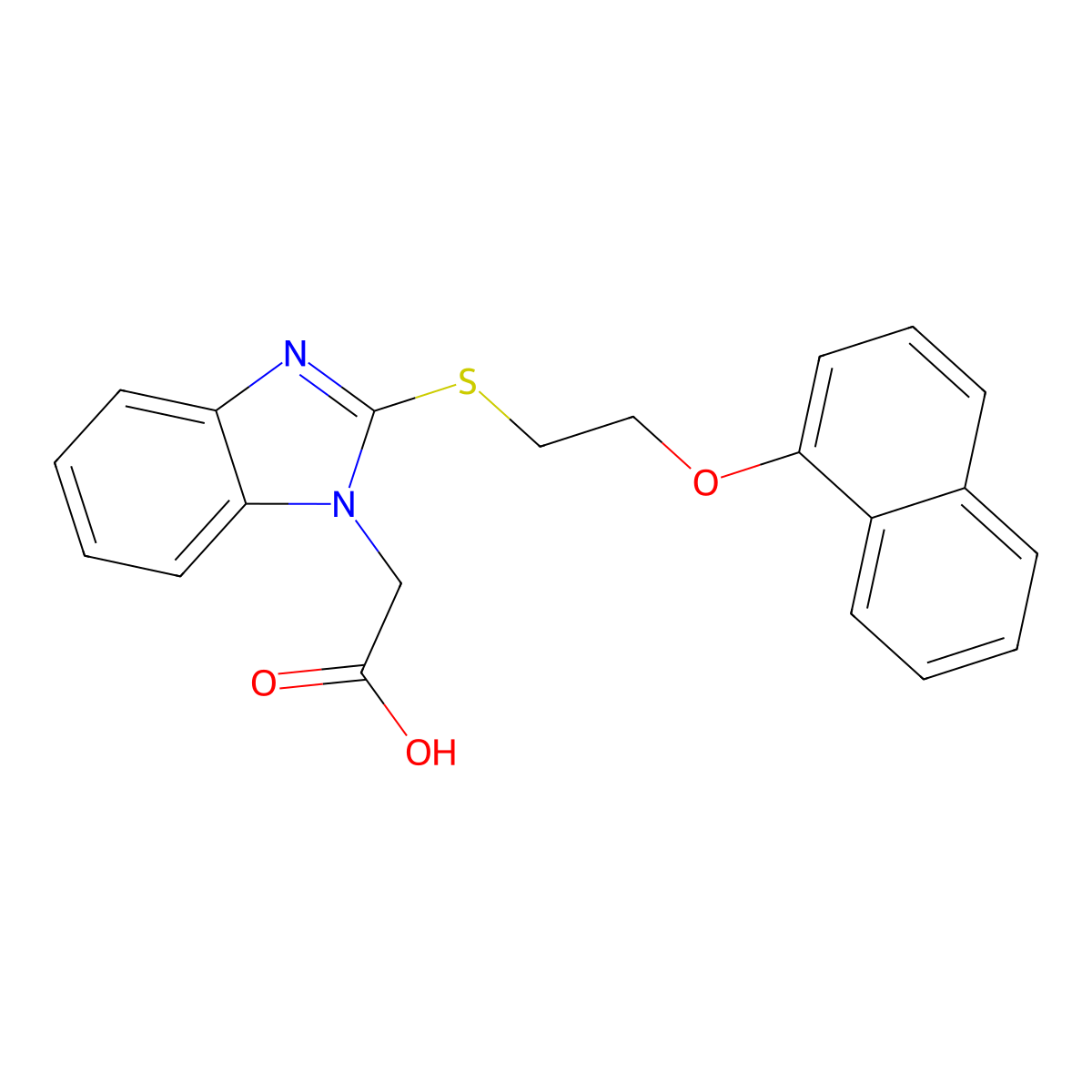 2-[2-(2-Naphthalen-1-yloxyethylsulfanyl)benzimidazol-1-yl]acetic acid molecular structure, CAS 312929-77-4