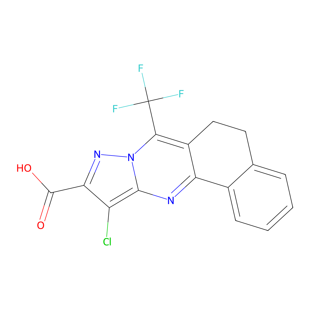 11-Chloro-7-(trifluoromethyl)-5,6-dihydrobenzo[h]pyrazolo[5,1-b]quinazoline-10-carboxylic acid molecular structure, CAS 312935-00-5