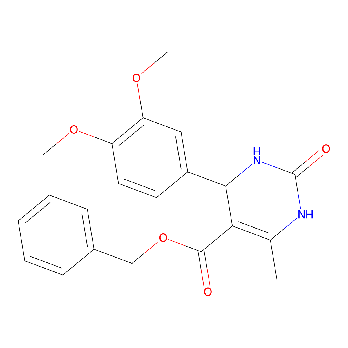 Benzyl 4-(3,4-dimethoxyphenyl)-6-methyl-2-oxo-1,2,3,4-tetrahydropyrimidine-5-carboxylate molecular structure, CAS 312936-18-8