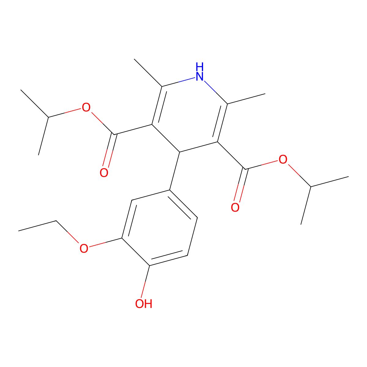 Diisopropyl 4-(3-ethoxy-4-HO-PH)-2,6-DI-ME-1,4-dihydro-3,5-pyridinedicarboxylate molecular structure, CAS 312937-53-4