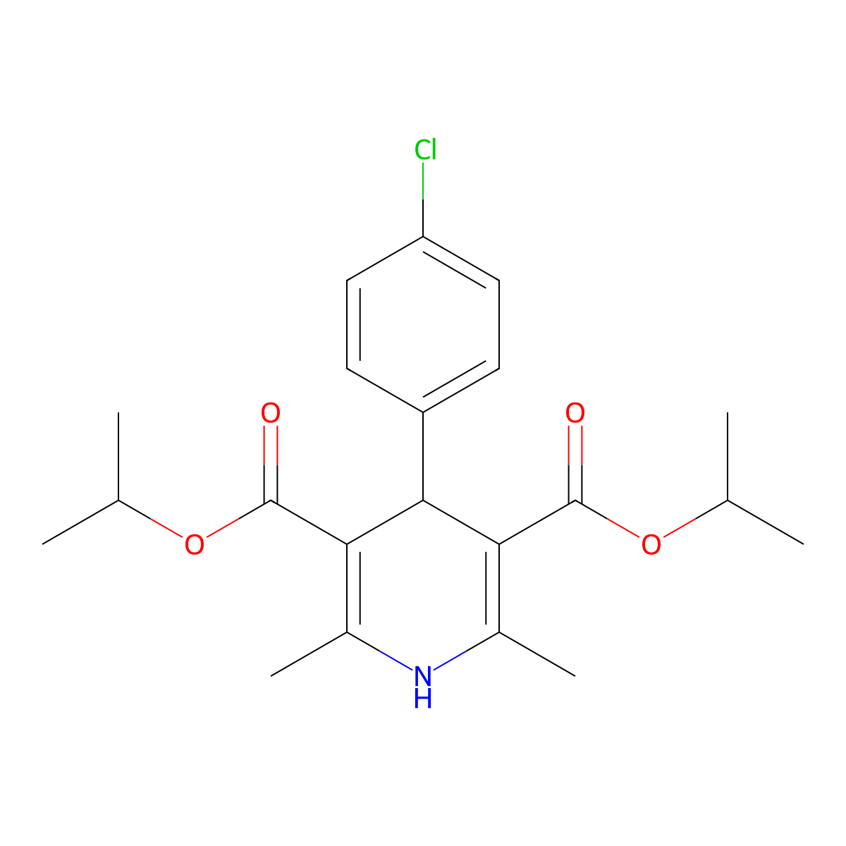 Dipropan-2-yl 4-(4-chlorophenyl)-2,6-dimethyl-1,4-dihydropyridine-3,5-dicarboxylate molecular structure, CAS 312937-54-5