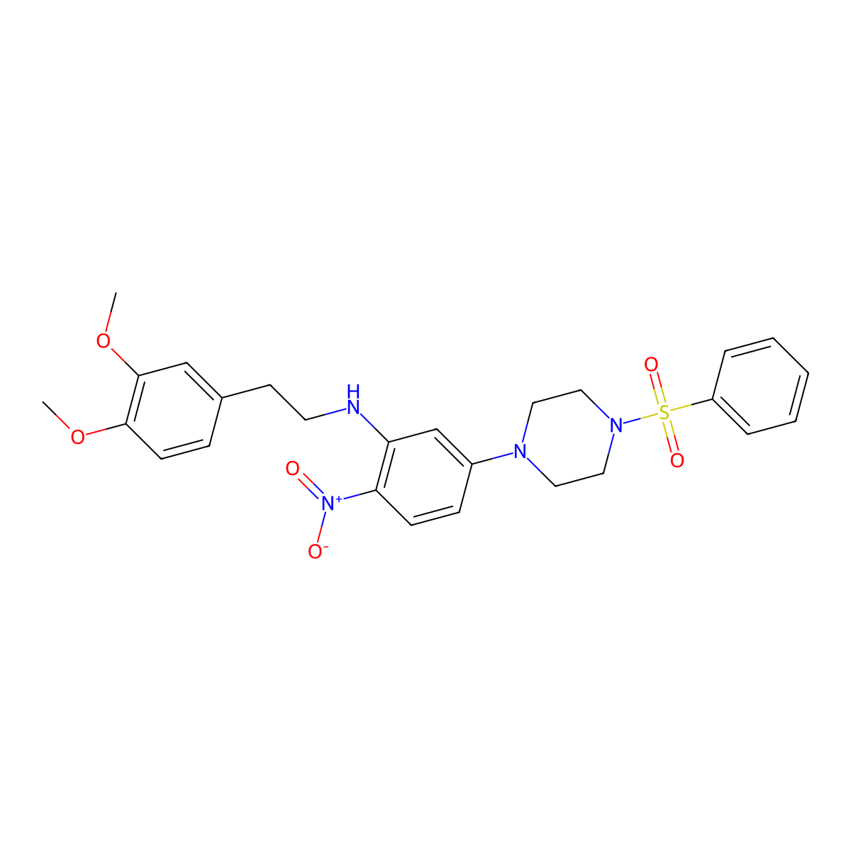 5-[4-(benzenesulfonyl)piperazin-1-yl]-N-[2-(3,4-dimethoxyphenyl)ethyl]-2-nitroaniline molecular structure, CAS 312937-61-4