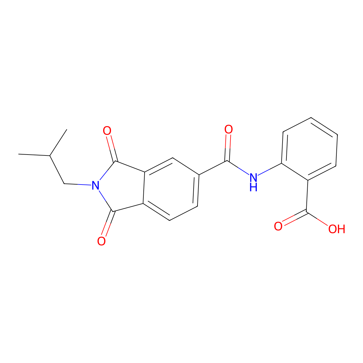 2-{[(2-isobutyl-1,3-dioxo-2,3-dihydro-1H-isoindol-5-yl)carbonyl]amino}benzoic acid molecular structure, CAS 312937-64-7