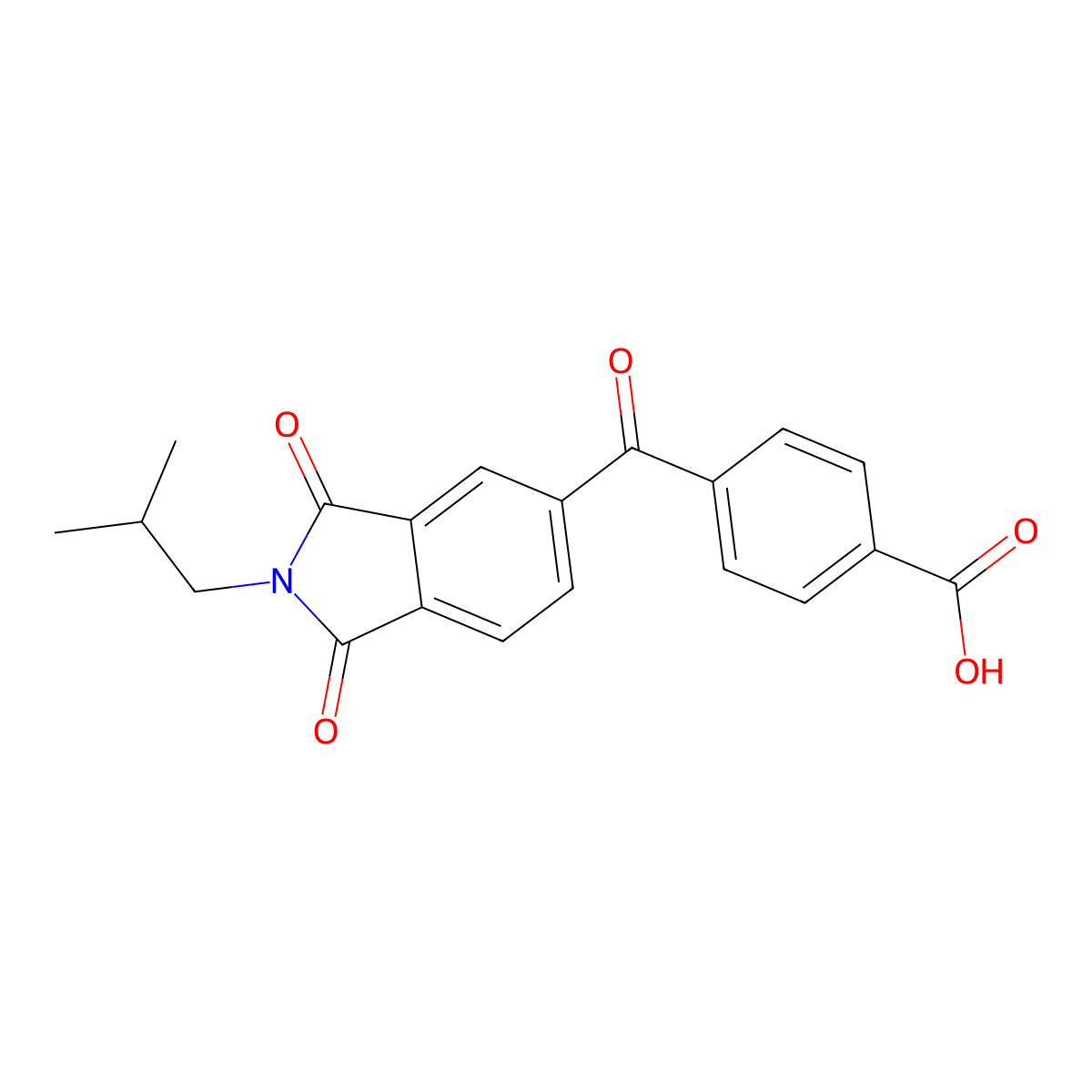 4-[(2-isobutyl-1,3-dioxo-2,3-dihydro-1H-isoindol-5-yl)carbonyl]benzoic acid molecular structure, CAS 312937-67-0