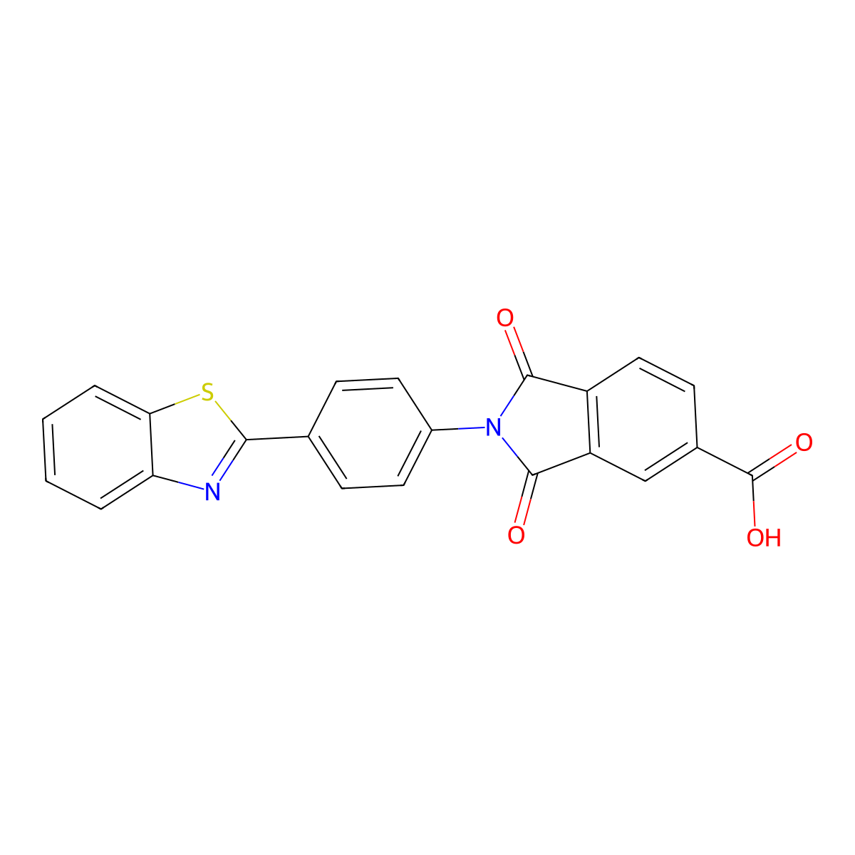 2-[4-(1,3-benzothiazol-2-yl)phenyl]-1,3-dioxo-2,3-dihydro-1H-isoindole-5-carboxylic acid molecular structure, CAS 312937-72-7