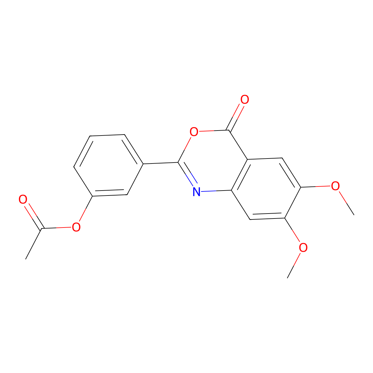 3-(6,7-dimethoxy-4-oxo-4H-3,1-benzoxazin-2-yl)phenyl acetate molecular structure, CAS 312937-76-1