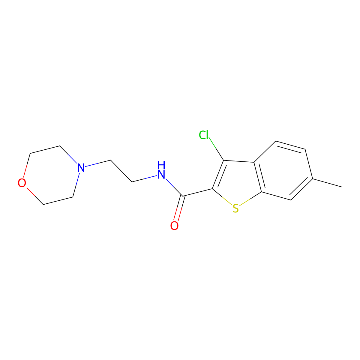 3-chloro-6-methyl-N-[2-(morpholin-4-yl)ethyl]-1-benzothiophene-2-carboxamide molecular structure, CAS 312938-68-4