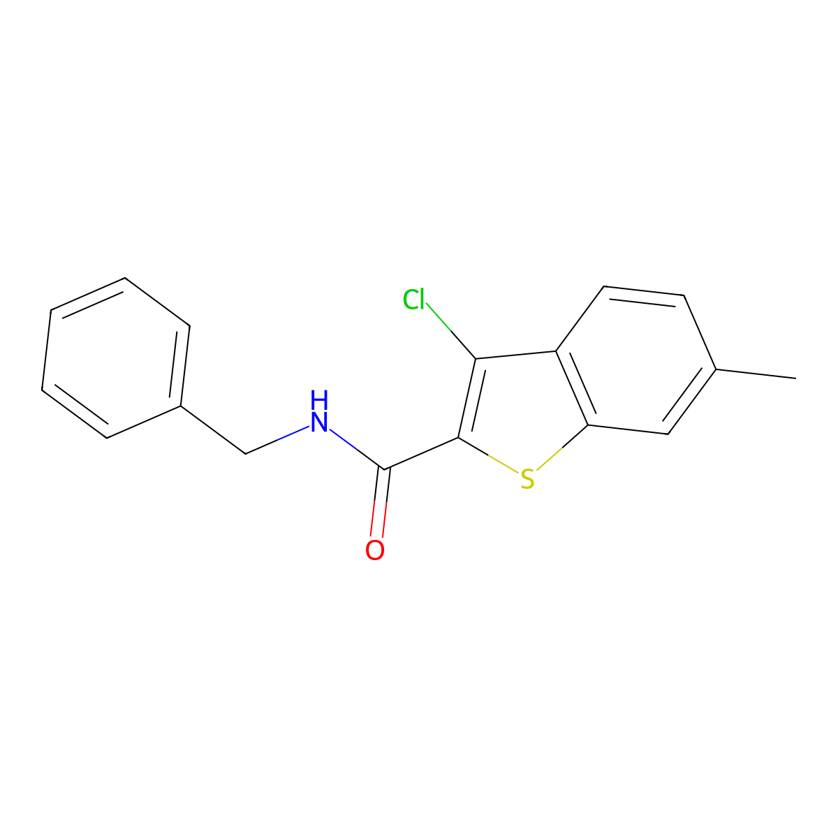 N-benzyl-3-chloro-6-methyl-1-benzothiophene-2-carboxamide molecular structure, CAS 312938-76-4