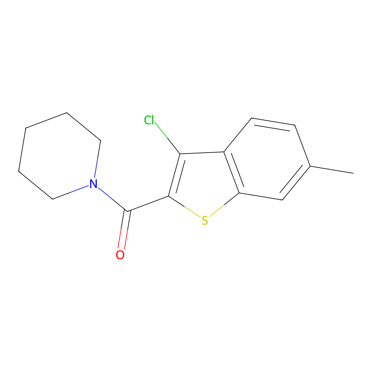 3-Chloro-6-methylbenzo[b]thiophen-2-yl piperidyl ketone molecular structure, CAS 312938-77-5