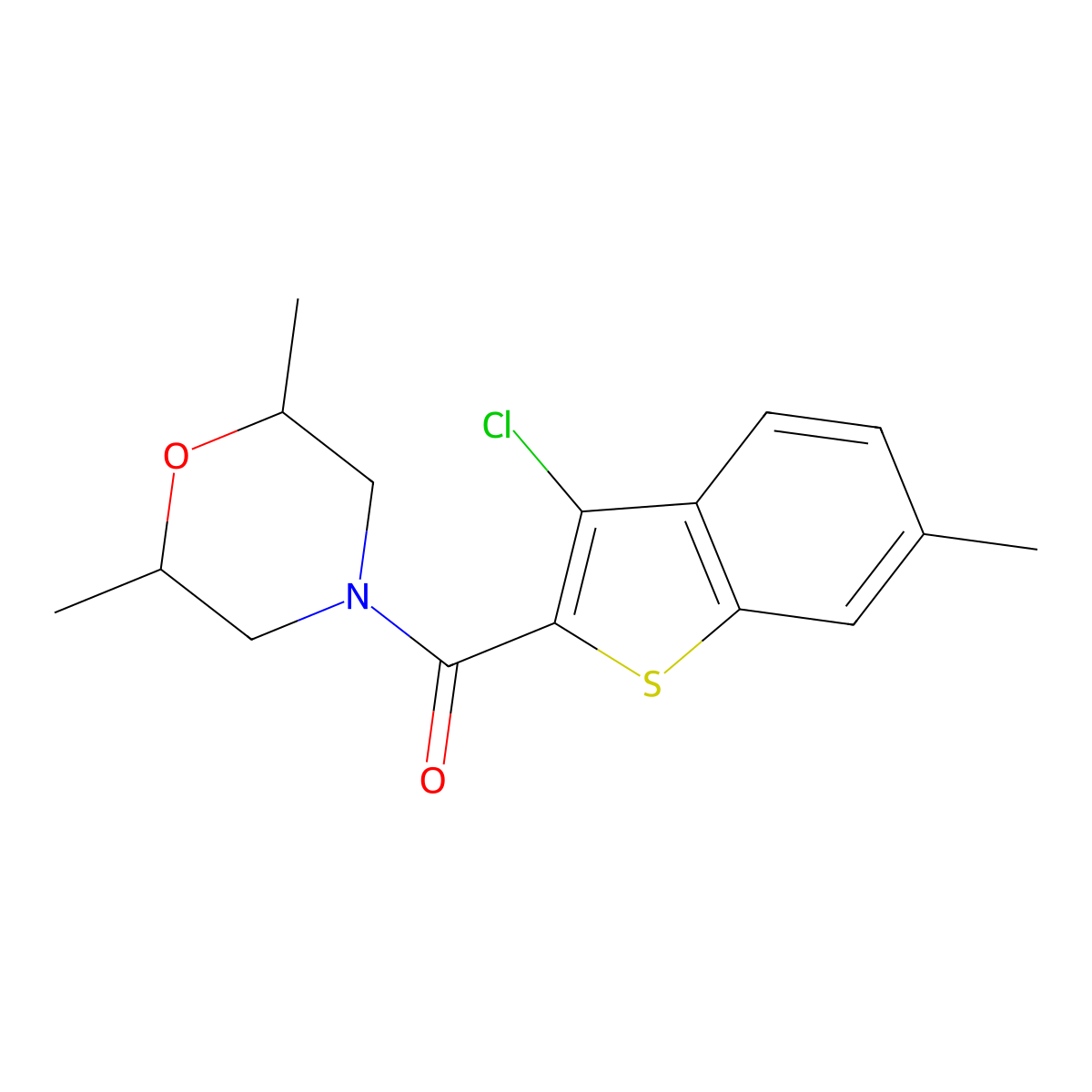 4-(3-Chloro-6-methyl-1-benzothiophene-2-carbonyl)-2,6-dimethylmorpholine molecular structure, CAS 312938-79-7
