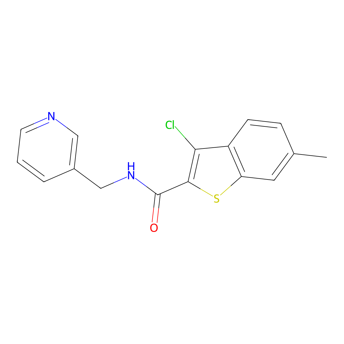 3-chloro-6-methyl-N-(pyridin-3-ylmethyl)-1-benzothiophene-2-carboxamide molecular structure, CAS 312938-80-0