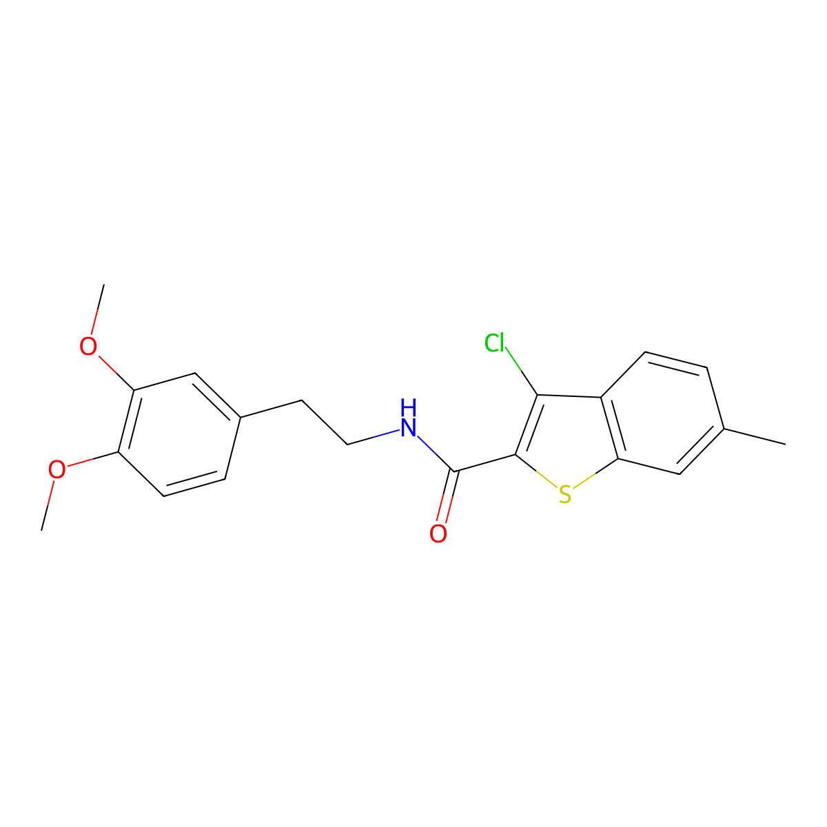 3-chloro-N-[2-(3,4-dimethoxyphenyl)ethyl]-6-methyl-1-benzothiophene-2-carboxamide molecular structure, CAS 312938-81-1