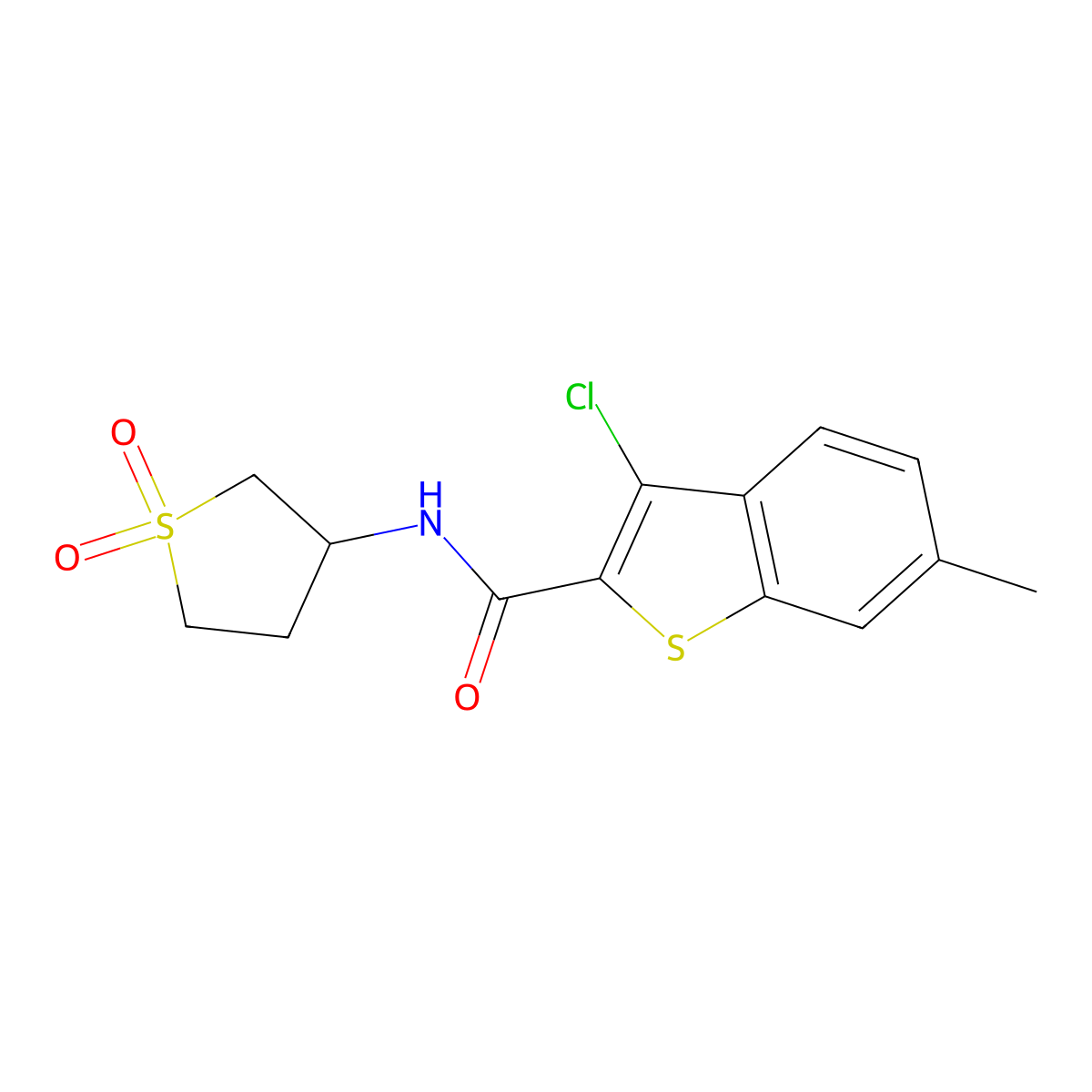3-chloro-N-(1,1-dioxidotetrahydrothiophen-3-yl)-6-methyl-1-benzothiophene-2-carboxamide molecular structure, CAS 312938-90-2