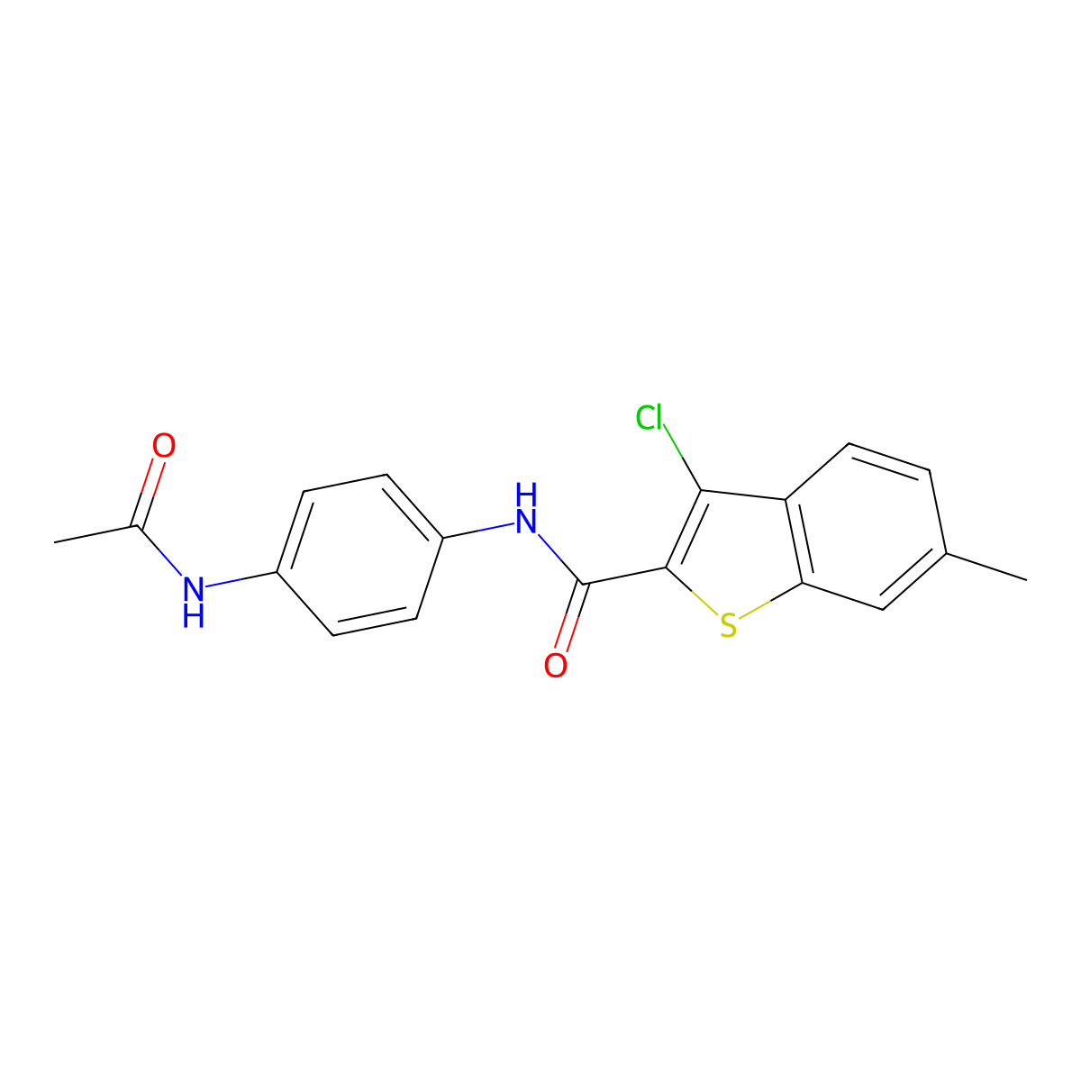 N-[4-(acetylamino)phenyl]-3-chloro-6-methyl-1-benzothiophene-2-carboxamide molecular structure, CAS 312938-92-4