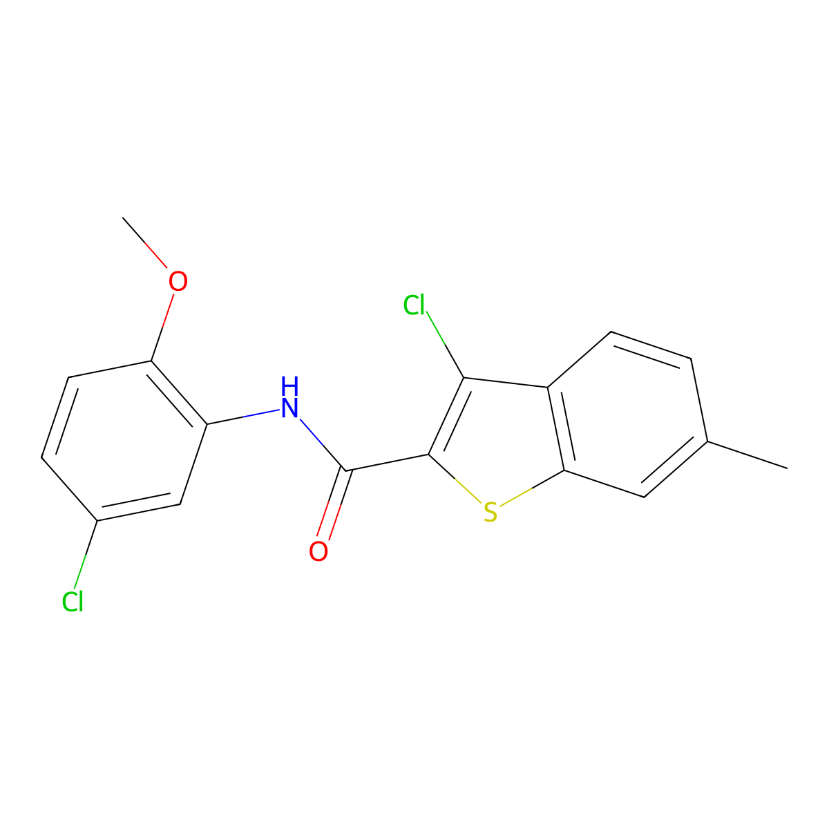 3-Chloro-N-(5-chloro-2-methoxyphenyl)-6-methylbenzo[b]thiophene-2-carboxamide molecular structure, CAS 312938-94-6