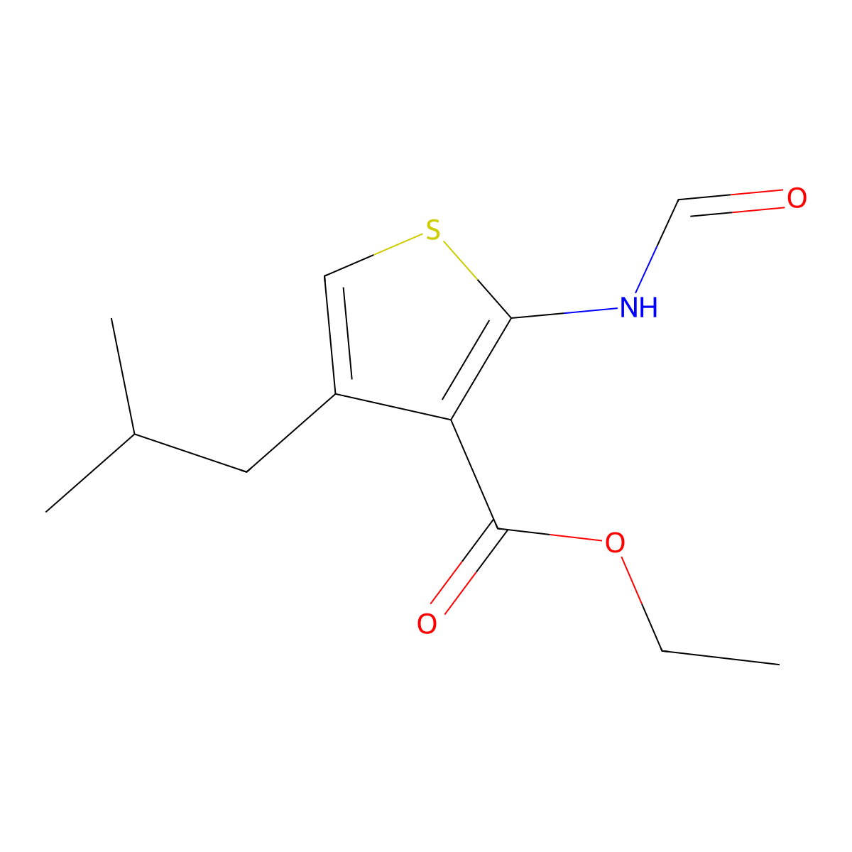 Ethyl 2-formamido-4-(2-methylpropyl)thiophene-3-carboxylate molecular structure, CAS 312939-57-4