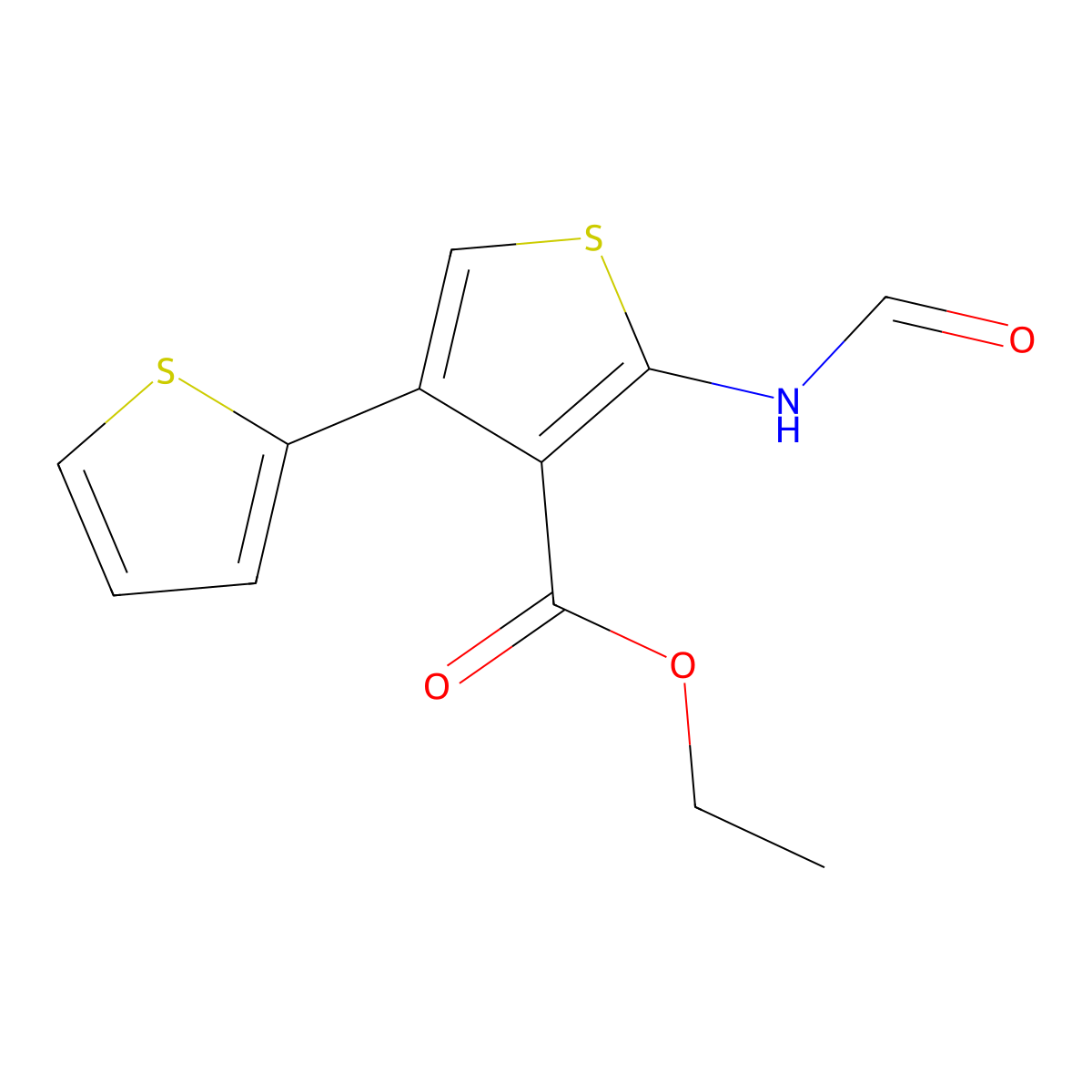 Ethyl 5'-formamido-[2,3'-bithiophene]-4'-carboxylate molecular structure, CAS 312939-58-5