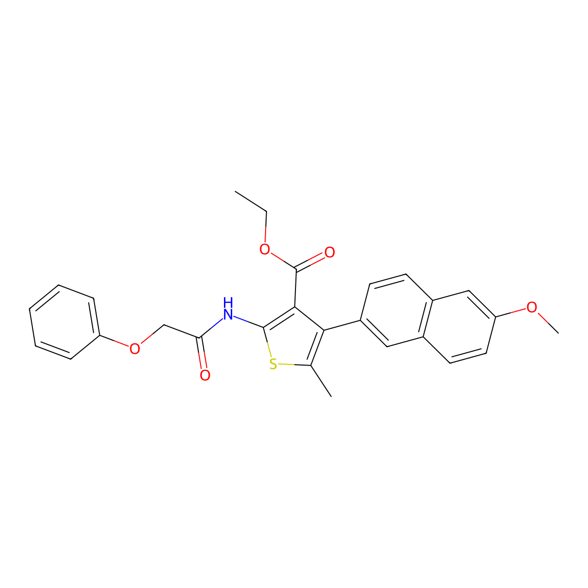 Ethyl 4-(6-methoxynaphthalen-2-yl)-5-methyl-2-[(2-phenoxyacetyl)amino]thiophene-3-carboxylate molecular structure, CAS 312939-64-3