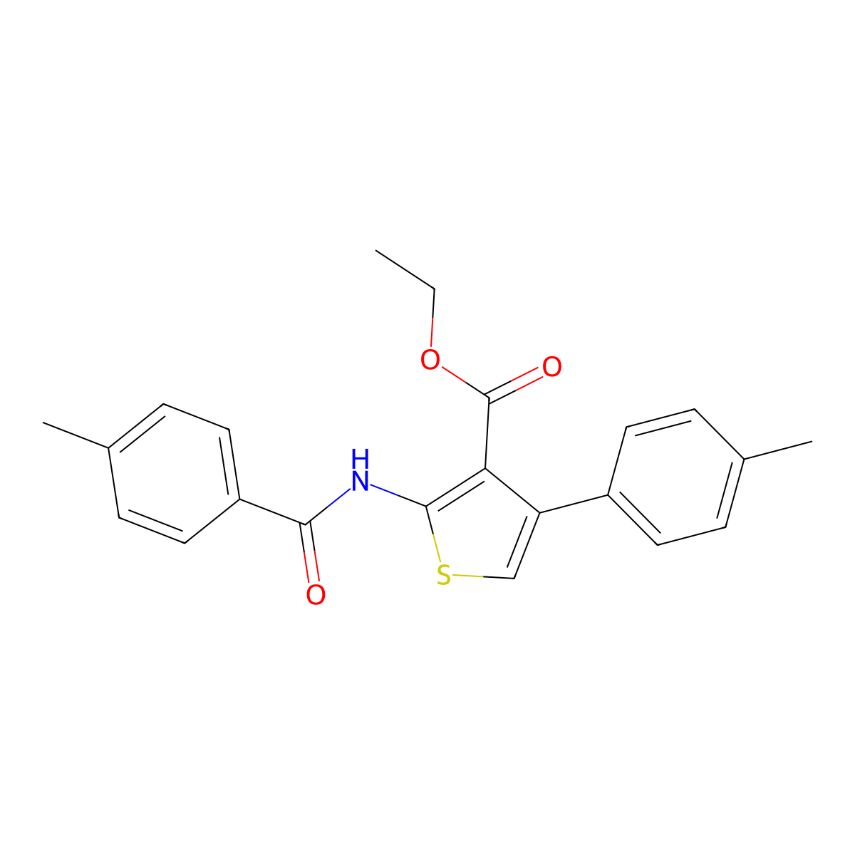Ethyl 2-[(4-methylbenzoyl)amino]-4-(4-methylphenyl)-3-thiophenecarboxylate molecular structure, CAS 312939-74-5