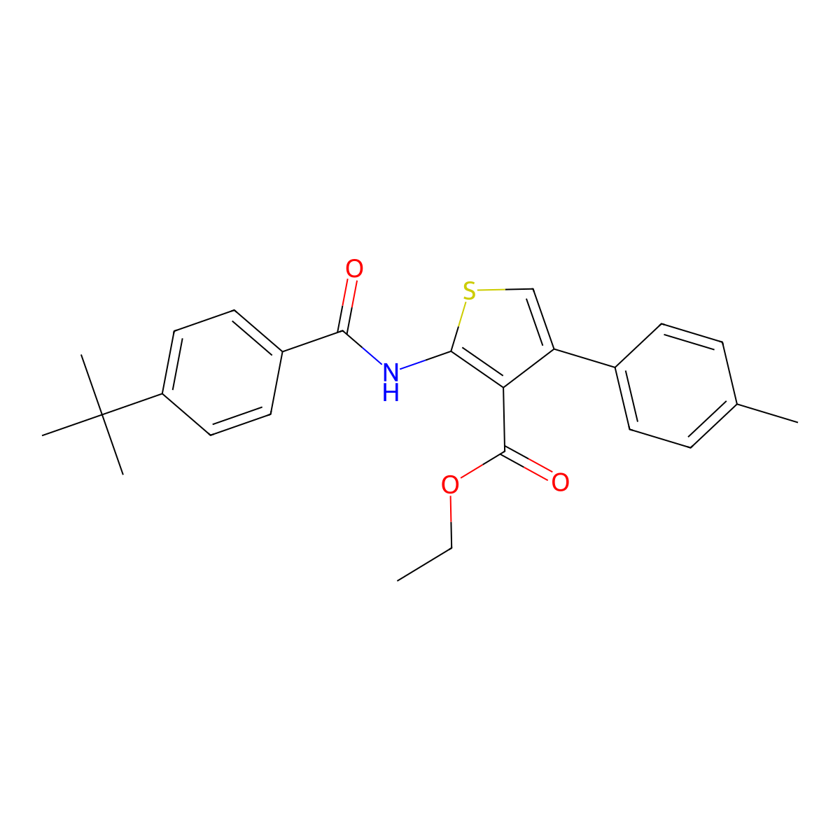 Ethyl 2-[(4-tert-butylbenzoyl)amino]-4-(4-methylphenyl)thiophene-3-carboxylate molecular structure, CAS 312939-79-0
