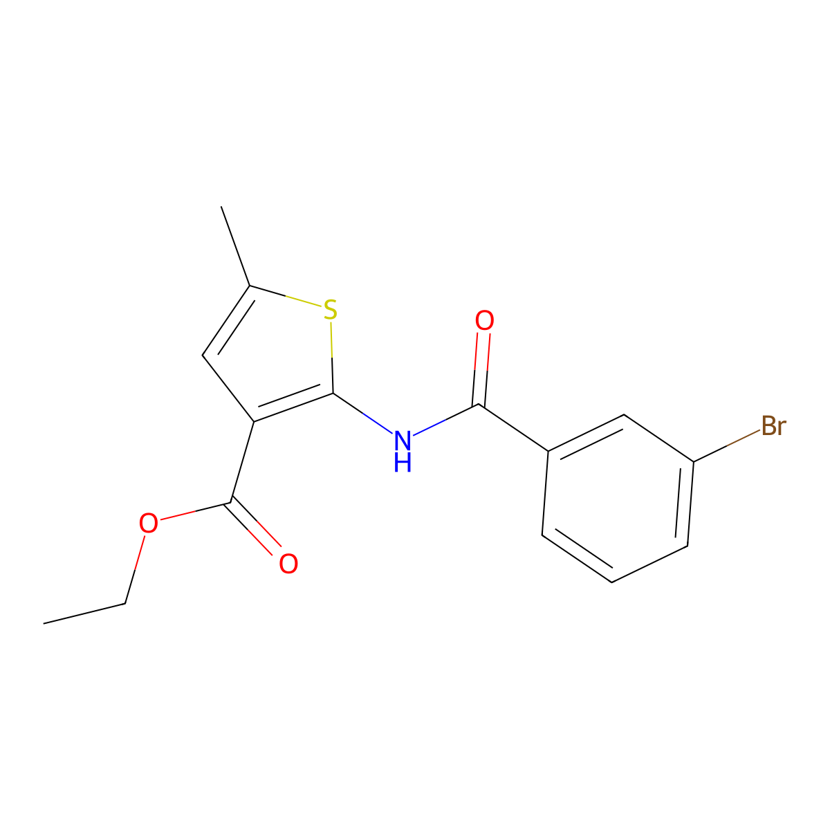 Ethyl 2-[(3-bromobenzoyl)amino]-5-methylthiophene-3-carboxylate molecular structure, CAS 312939-86-9