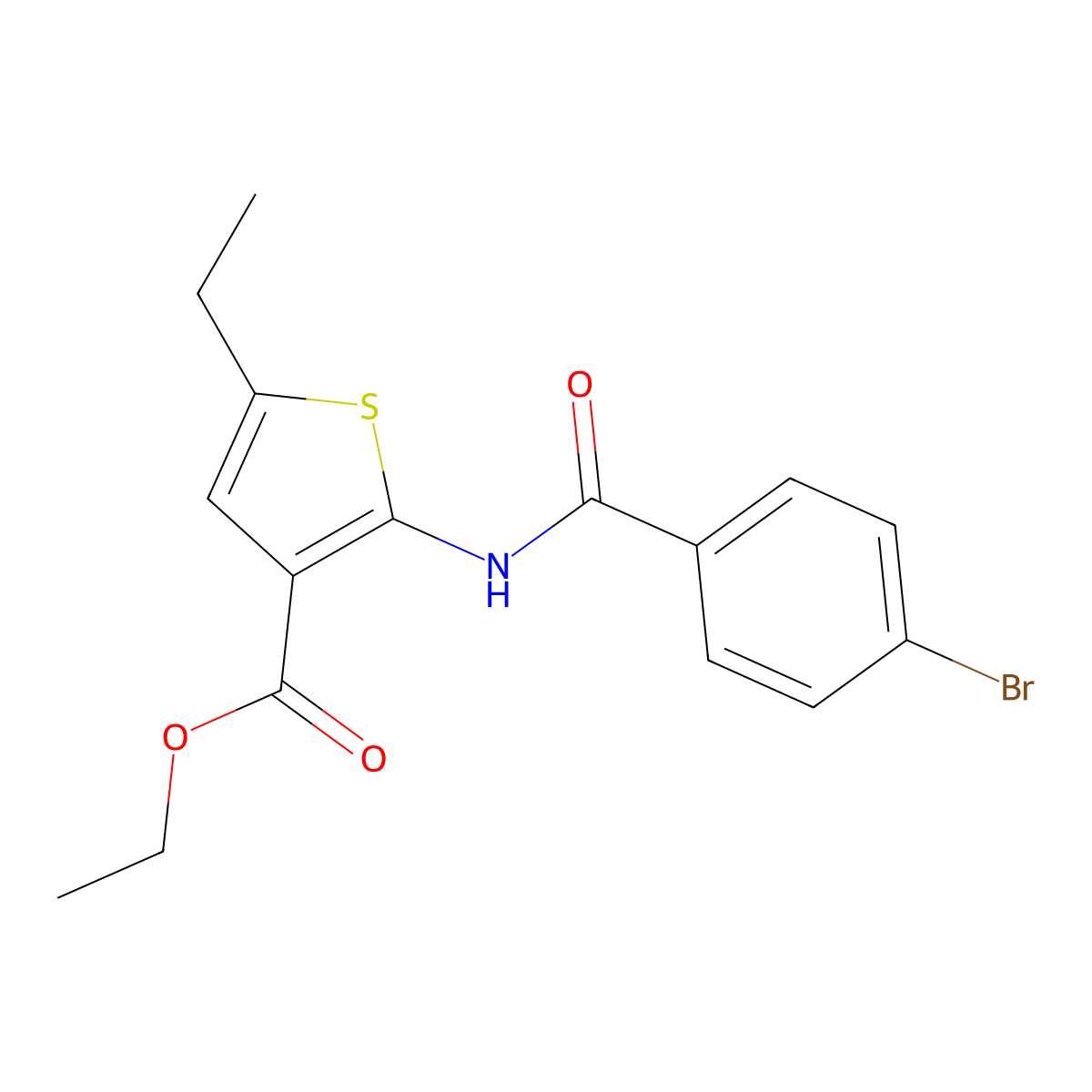 Ethyl 2-[(4-bromobenzoyl)amino]-5-ethylthiophene-3-carboxylate molecular structure, CAS 312939-87-0