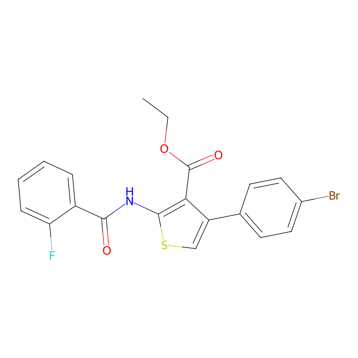Ethyl 4-(4-bromophenyl)-2-[(2-fluorobenzoyl)amino]thiophene-3-carboxylate molecular structure, CAS 312939-90-5