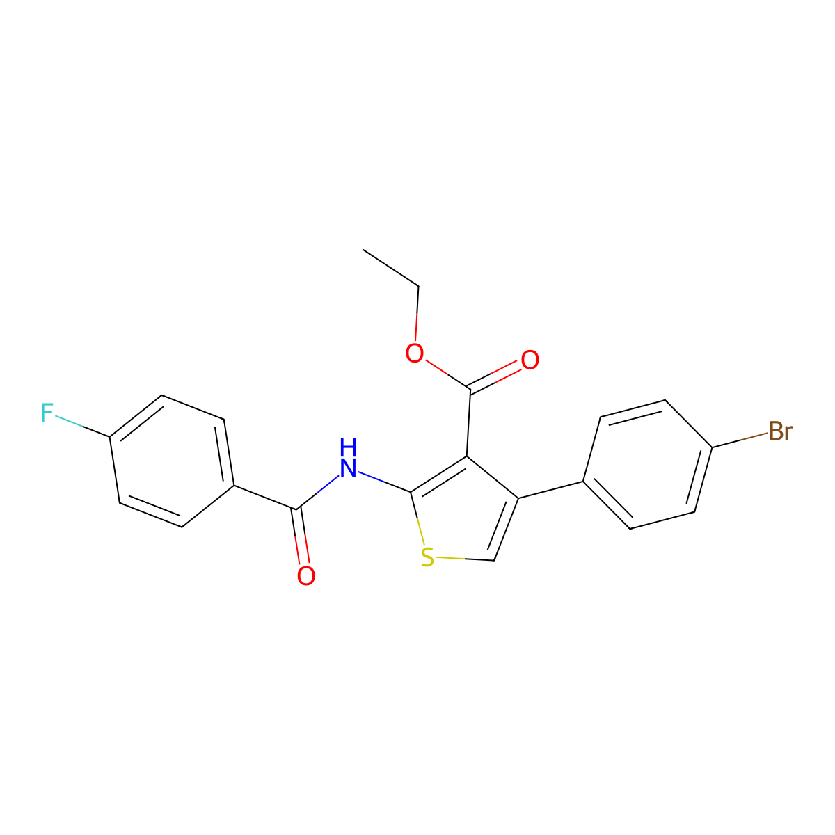 4-(4-Bromo-phenyl)-2-(4-fluoro-benzoylamino)-thiophene-3-carboxylic acid ethyl ester molecular structure, CAS 312939-98-3