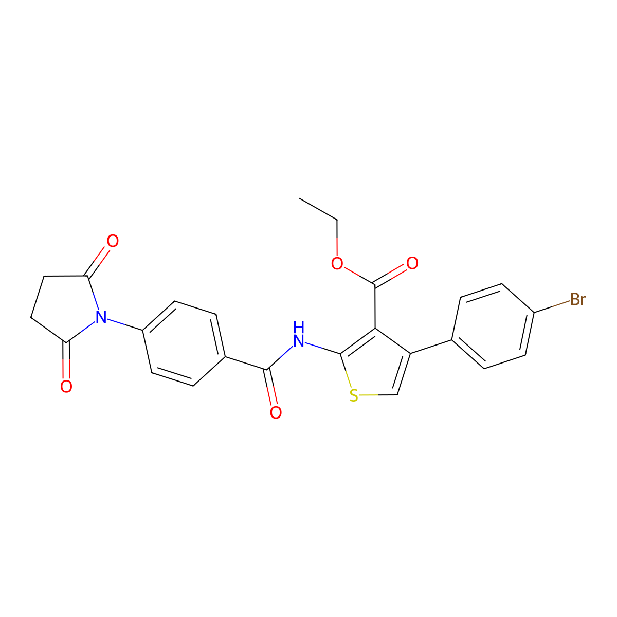 Ethyl 4-(4-bromophenyl)-2-[[4-(2,5-dioxopyrrolidin-1-yl)benzoyl]amino]thiophene-3-carboxylate molecular structure, CAS 312940-19-5