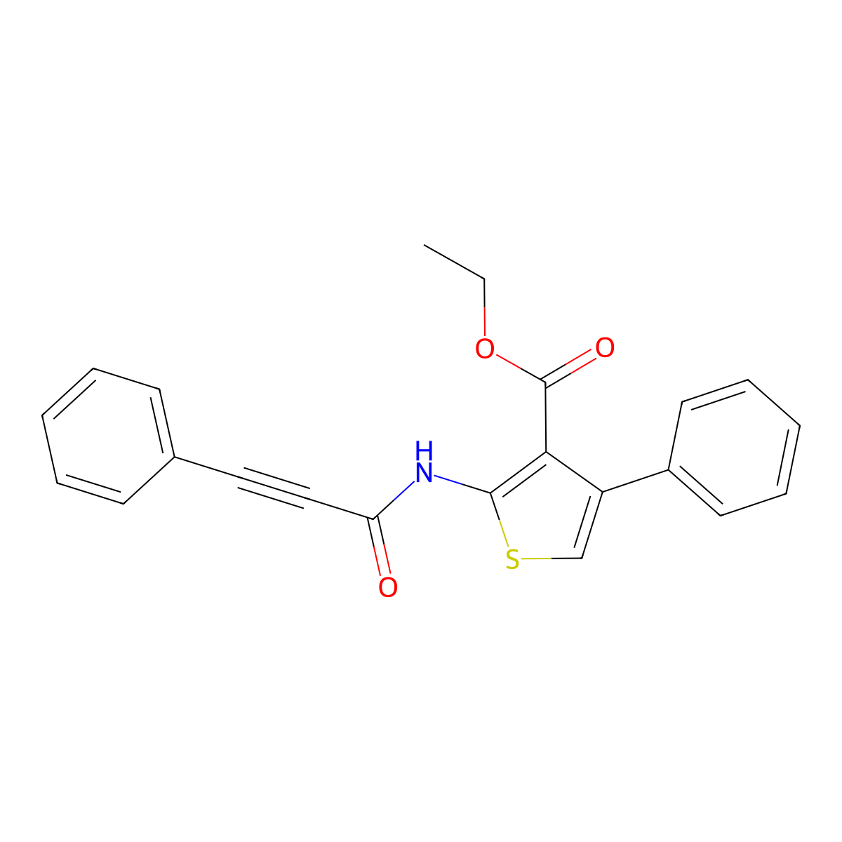 Ethyl 4-phenyl-2-(3-phenylpropiolamido)thiophene-3-carboxylate molecular structure, CAS 312940-28-6