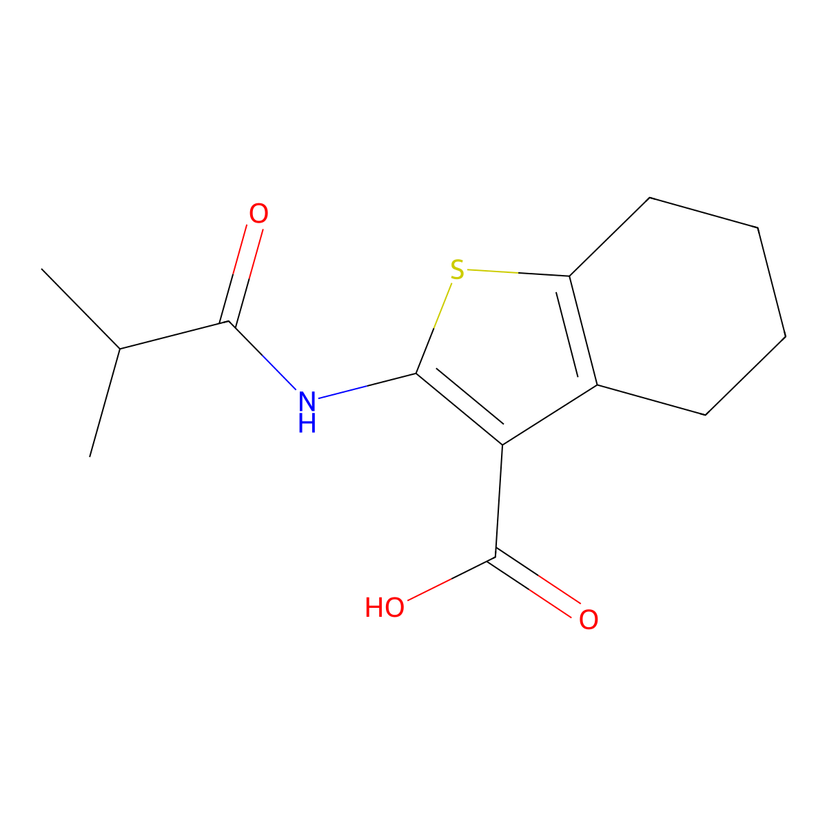 2-Isobutyramido-4,5,6,7-tetrahydrobenzo[b]thiophene-3-carboxylic acid molecular structure, CAS 312940-40-2