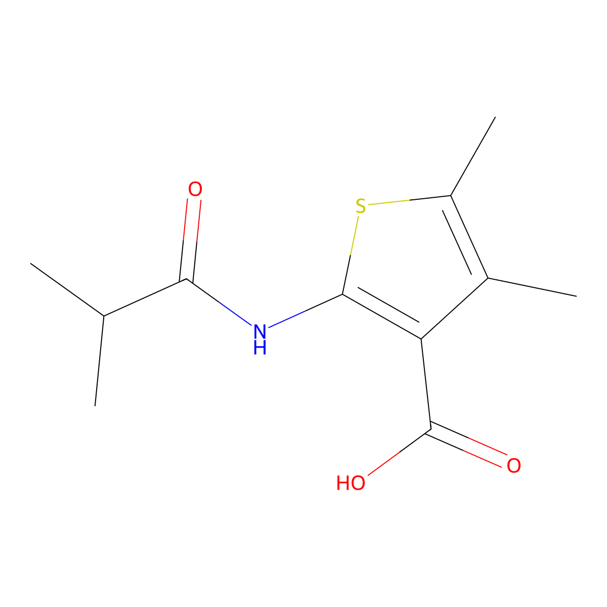 4,5-Dimethyl-2-(2-methylpropanamido)thiophene-3-carboxylic acid molecular structure, CAS 312940-41-3