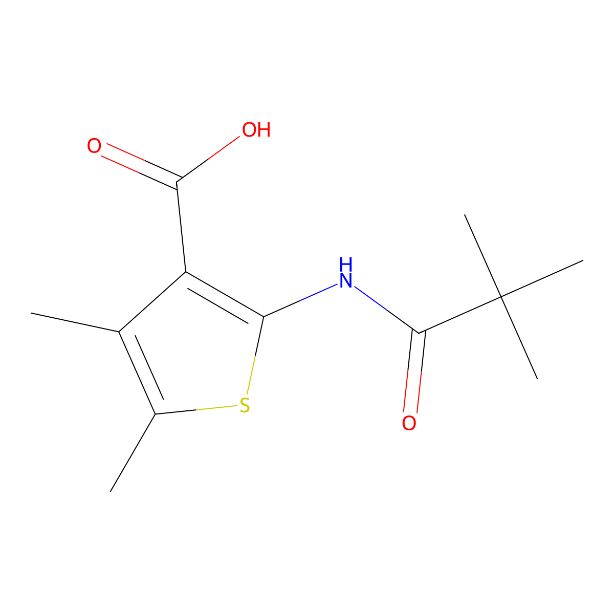 2-(2,2-Dimethylpropanamido)-4,5-dimethylthiophene-3-carboxylic acid molecular structure, CAS 312940-43-5